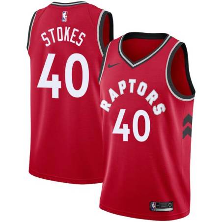 Red Ed Stokes Twill Basketball Jersey -Raptors #40 Stokes Twill Jerseys, FREE SHIPPING