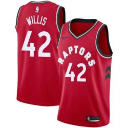 Red Kevin Willis Twill Basketball Jersey -Raptors #42 Willis Twill Jerseys, FREE SHIPPING