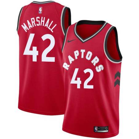 Red Donyell Marshall Twill Basketball Jersey -Raptors #42 Marshall Twill Jerseys, FREE SHIPPING