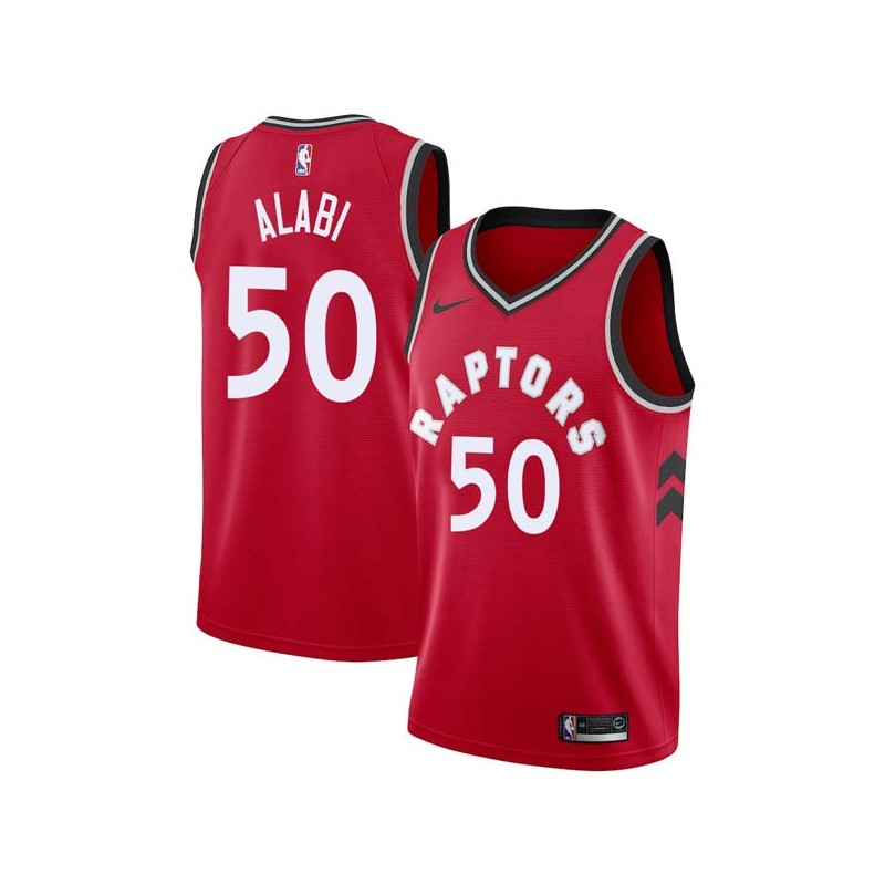 Red Solomon Alabi Twill Basketball Jersey -Raptors #50 Alabi Twill Jerseys, FREE SHIPPING