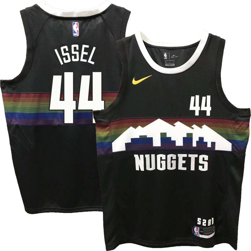 Nuggets #44 Dan Issel Black rainbow skyline Jersey