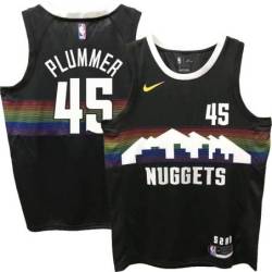 Nuggets #45 Gary Plummer Black rainbow skyline Jersey