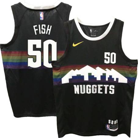Nuggets #50 Matt Fish Black rainbow skyline Jersey
