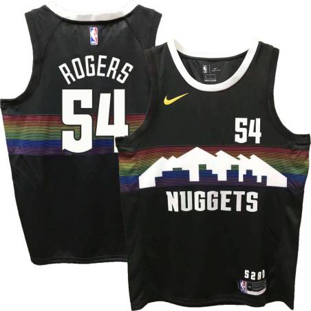 Nuggets #54 Rodney Rogers Black rainbow skyline Jersey