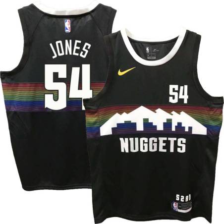 Nuggets #54 Popeye Jones Black rainbow skyline Jersey
