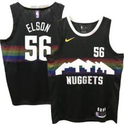 Nuggets #56 Francisco Elson Black rainbow skyline Jersey