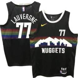 Nuggets #77 Joffrey Lauvergne Black rainbow skyline Jersey