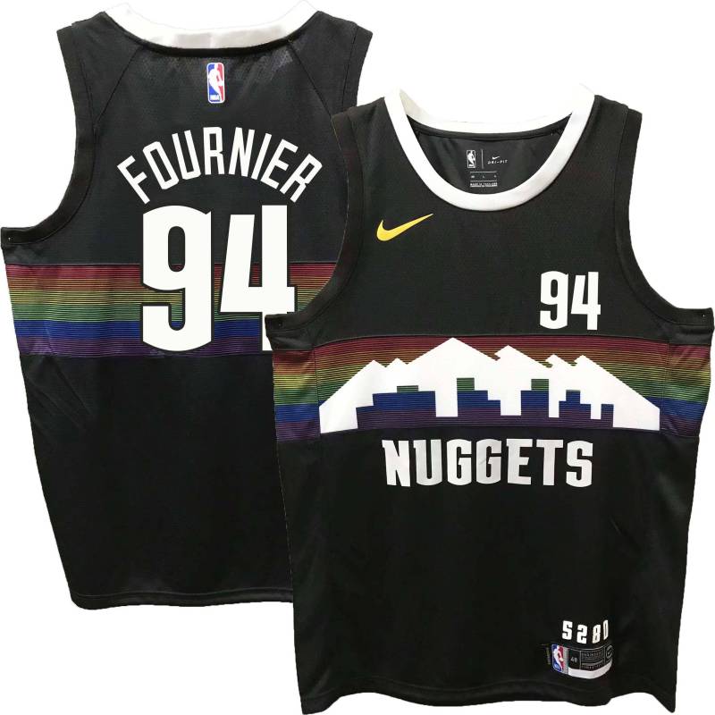 Nuggets #94 Evan Fournier Black rainbow skyline Jersey