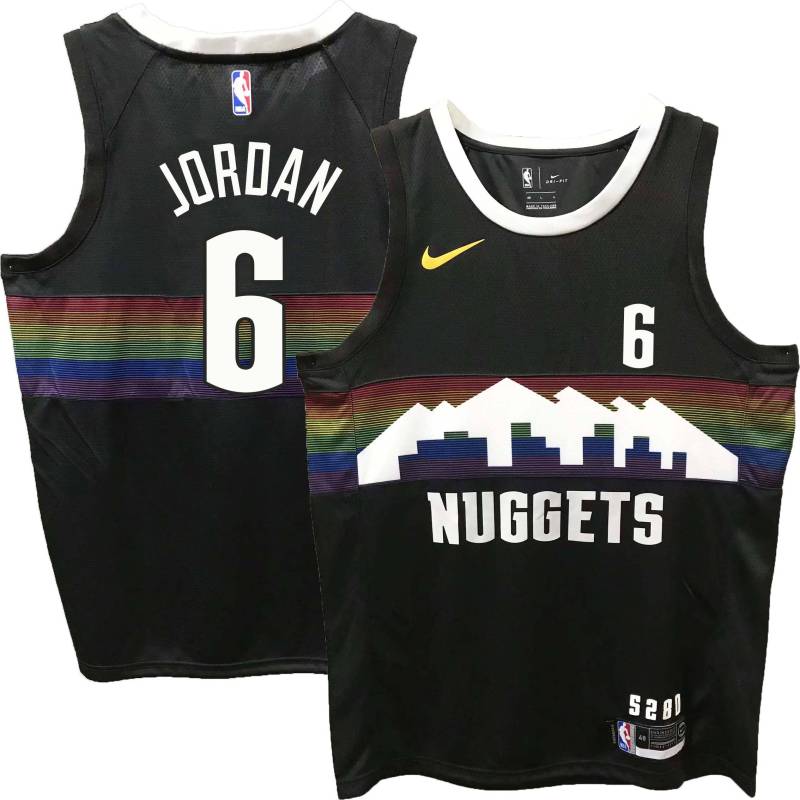 Nuggets #6 DeAndre Jordan Black rainbow skyline Jersey