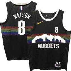 Nuggets #8 Peyton Watson Black rainbow skyline Jersey
