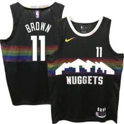Nuggets #11 Bruce Brown Black rainbow skyline Jersey