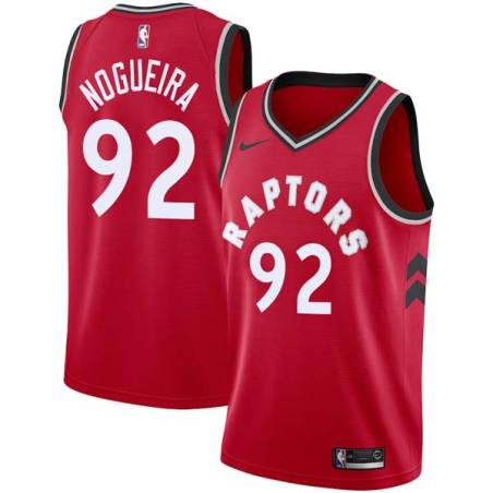 Red Lucas Nogueira Twill Basketball Jersey -Raptors #92 Nogueira Twill Jerseys, FREE SHIPPING