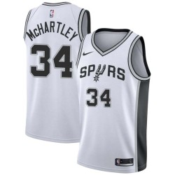 White Maurice McHartley Twill Basketball Jersey -Spurs #34 McHartley Twill Jerseys, FREE SHIPPING