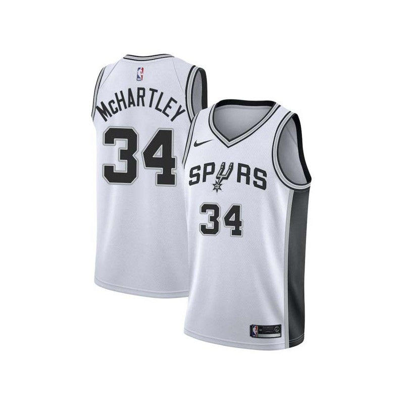 White Maurice McHartley Twill Basketball Jersey -Spurs #34 McHartley Twill Jerseys, FREE SHIPPING