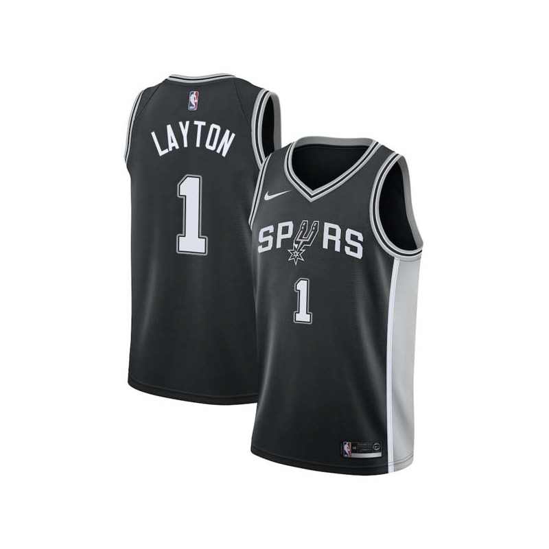 Black Mo Layton Twill Basketball Jersey -Spurs #1 Layton Twill Jerseys, FREE SHIPPING
