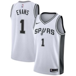 White Mike Evans Twill Basketball Jersey -Spurs #1 Evans Twill Jerseys, FREE SHIPPING