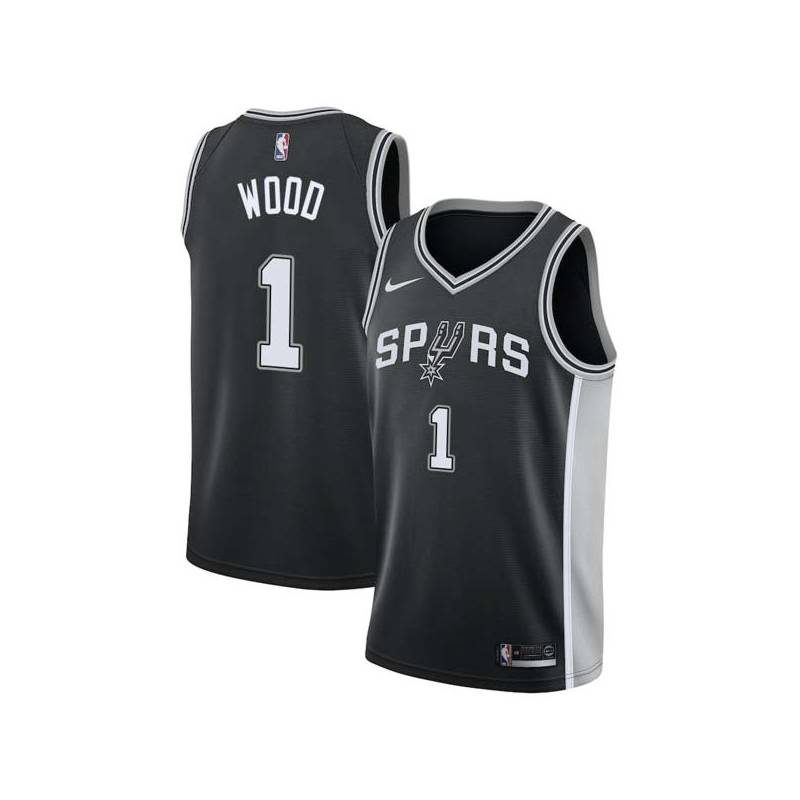 Black Leon Wood Twill Basketball Jersey -Spurs #1 Wood Twill Jerseys, FREE SHIPPING