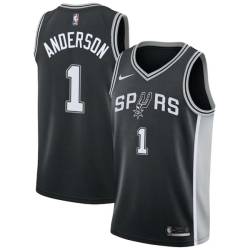 Black Derek Anderson Twill Basketball Jersey -Spurs #1 Anderson Twill Jerseys, FREE SHIPPING