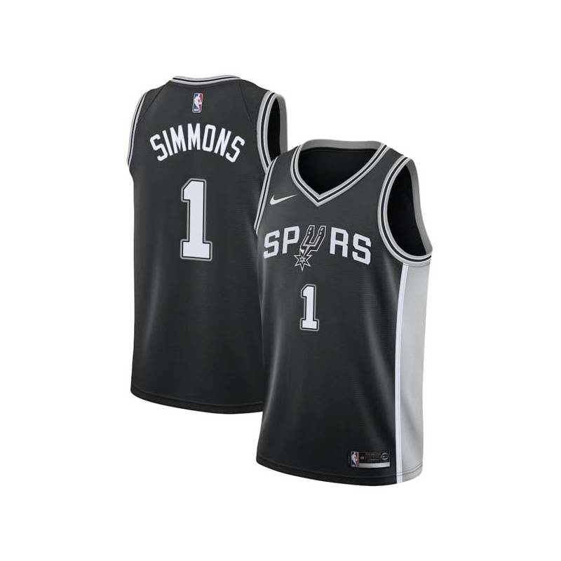 Black Bobby Simmons Twill Basketball Jersey -Spurs #1 Simmons Twill Jerseys, FREE SHIPPING