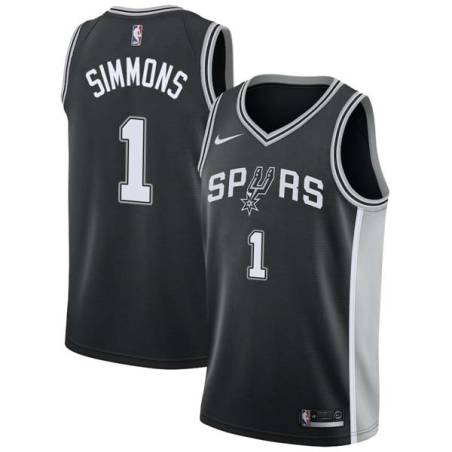Black Bobby Simmons Twill Basketball Jersey -Spurs #1 Simmons Twill Jerseys, FREE SHIPPING