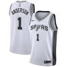 White Kyle Anderson Twill Basketball Jersey -Spurs #1 Anderson Twill Jerseys, FREE SHIPPING