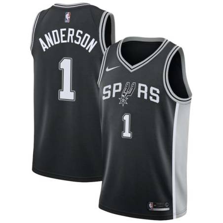 Black Kyle Anderson Twill Basketball Jersey -Spurs #1 Anderson Twill Jerseys, FREE SHIPPING