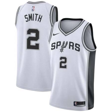 White Larry Smith Twill Basketball Jersey -Spurs #2 Smith Twill Jerseys, FREE SHIPPING