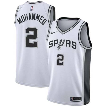 White Nazr Mohammed Twill Basketball Jersey -Spurs #2 Mohammed Twill Jerseys, FREE SHIPPING