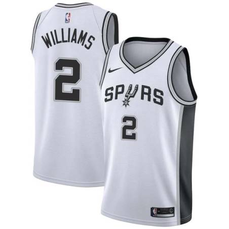 White Marcus Williams Twill Basketball Jersey -Spurs #2 Williams Twill Jerseys, FREE SHIPPING