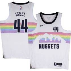 Nuggets #44 Dan Issel White rainbow skyline Jersey