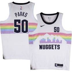 Nuggets #50 Charles Parks White rainbow skyline Jersey