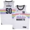 Nuggets #50 Charles Parks White rainbow skyline Jersey