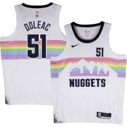 Nuggets #51 Michael Doleac White rainbow skyline Jersey