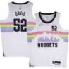 Nuggets #52 Terry Davis White rainbow skyline Jersey