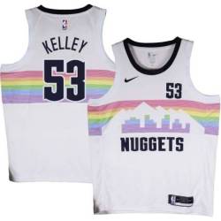 Nuggets #53 Rich Kelley White rainbow skyline Jersey