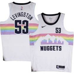 Nuggets #53 Cliff Levingston White rainbow skyline Jersey
