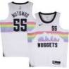 Nuggets #55 Dikembe Mutombo White rainbow skyline Jersey