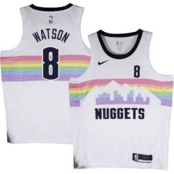 Nuggets #8 Peyton Watson White rainbow skyline Jersey