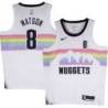 Nuggets #8 Peyton Watson White rainbow skyline Jersey