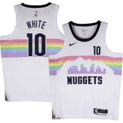 Nuggets #10 Jack White White rainbow skyline Jersey