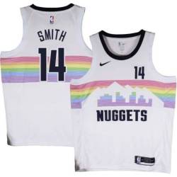 Nuggets #14 Ish Smith White rainbow skyline Jersey