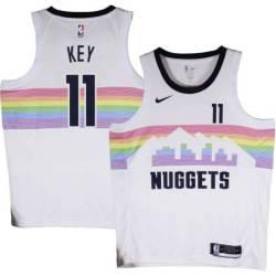 Nuggets #11 Braxton Key White rainbow skyline Jersey