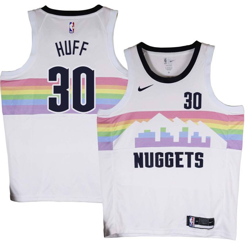 Nuggets #30 Jay Huff White rainbow skyline Jersey