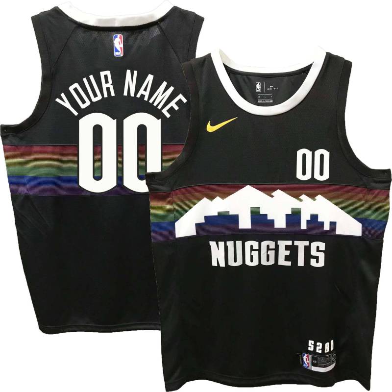 Denver Nuggets Custom Black rainbow skyline Jersey