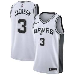 White Stephen Jackson Twill Basketball Jersey -Spurs #3 Jackson Twill Jerseys, FREE SHIPPING