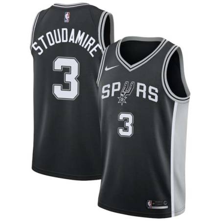 Black Damon Stoudamire Twill Basketball Jersey -Spurs #3 Stoudamire Twill Jerseys, FREE SHIPPING