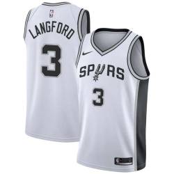 White Keith Langford Twill Basketball Jersey -Spurs #3 Langford Twill Jerseys, FREE SHIPPING