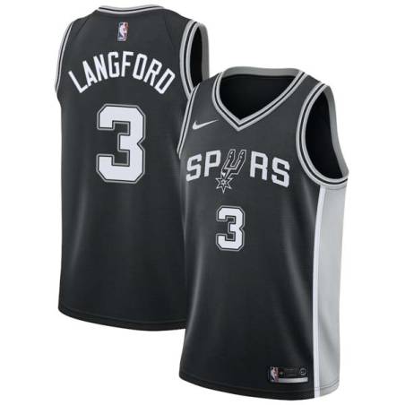 Black Keith Langford Twill Basketball Jersey -Spurs #3 Langford Twill Jerseys, FREE SHIPPING