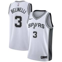 White Marco Belinelli Twill Basketball Jersey -Spurs #3 Belinelli Twill Jerseys, FREE SHIPPING