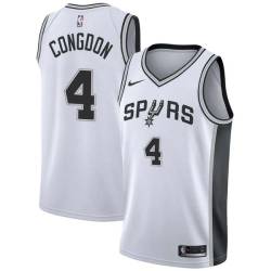 White Jeffrey Congdon Twill Basketball Jersey -Spurs #4 Congdon Twill Jerseys, FREE SHIPPING